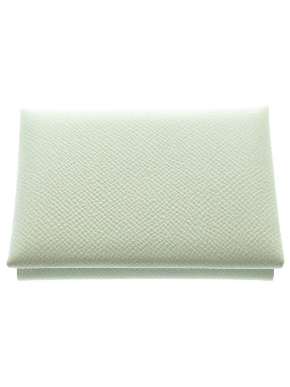 Hermes Calvi Duo Epsom Leather Compact Wallet Bifold Silver Light Green